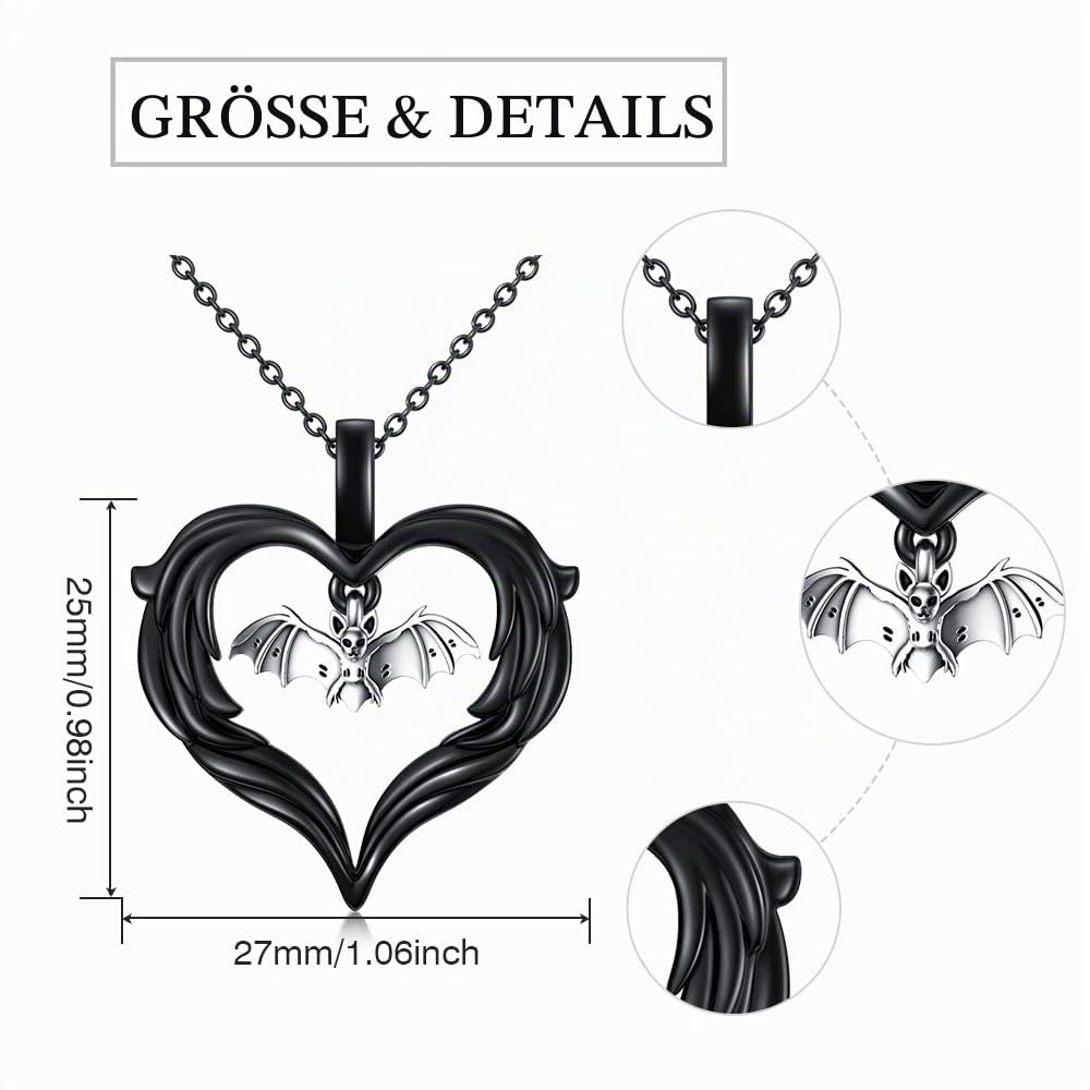 Totenkopf Kette 925 Sterling Silber Kürbis/Fledermaus/Spinne/Hexe Knoten Schwarze Halloween Halskette Schädel Schwarz Kette Gothic Totenkopf Anhänger Halloween Schmuck Geschenke für Frauen