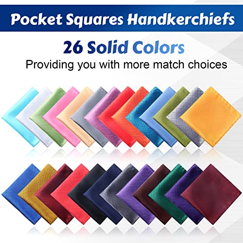 Image of 52 Pcs Pocket Squares for Men Soft Silk Handkerchiefs for Suit Accessories Wedding Business Banquet 9.06 x 9.06'', 52 Styles