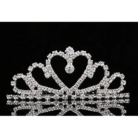Lovelyshop Mini Heart Rhinestone Tiara for Wedding Bride Prom Birthday Pegeant Prinecess Party-1 Pack Cover