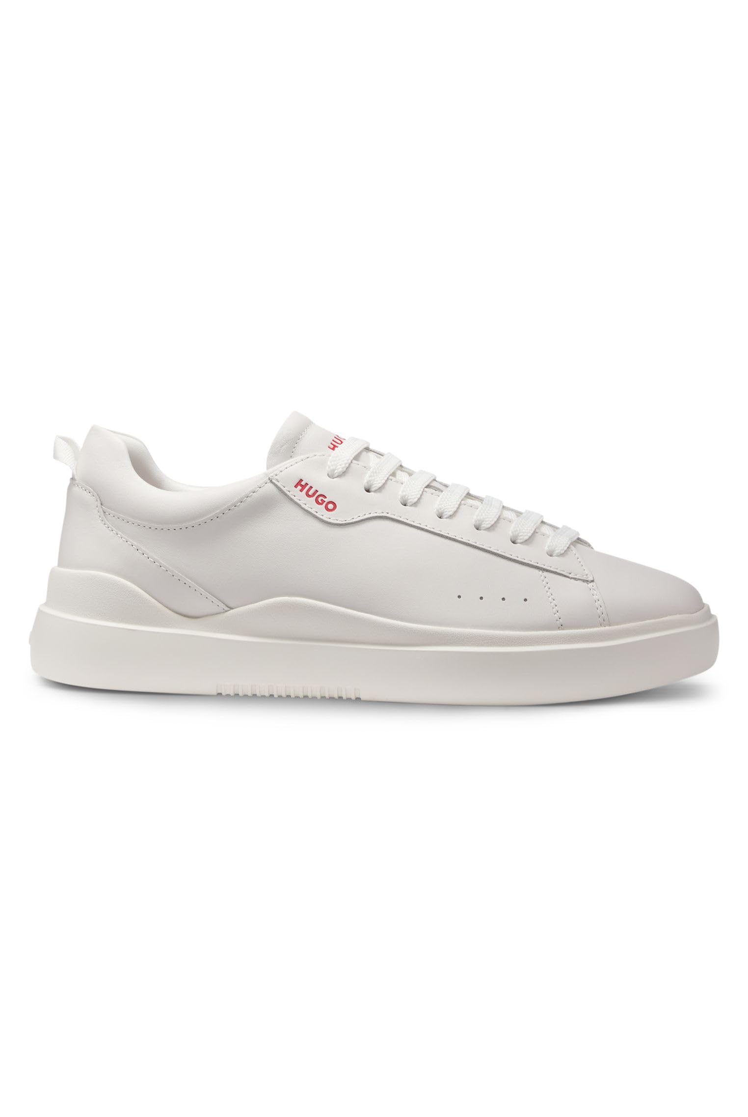 Hugo Men's White Blake Tenn Leather Trainers in Size 8, Sports Direct