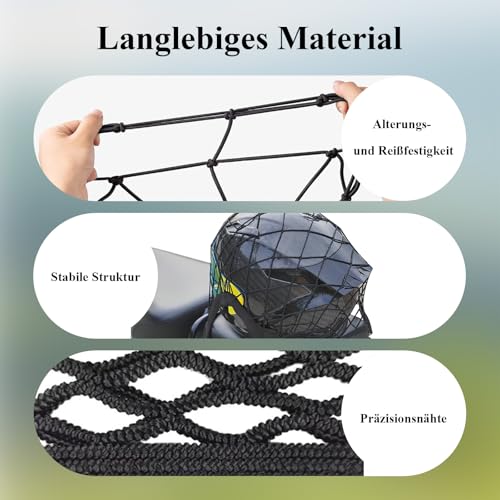 Gepäcknetz Gahrrad, Strapazierfähiges Elastisches Netz für Fahrradkorb Hinten, Fahrradkorb Netz für Fahrräder, Elektroroller und Autos, Sichere Aufbewahrungsnetz für Helme und Ausrüstung 30 x 30 cm