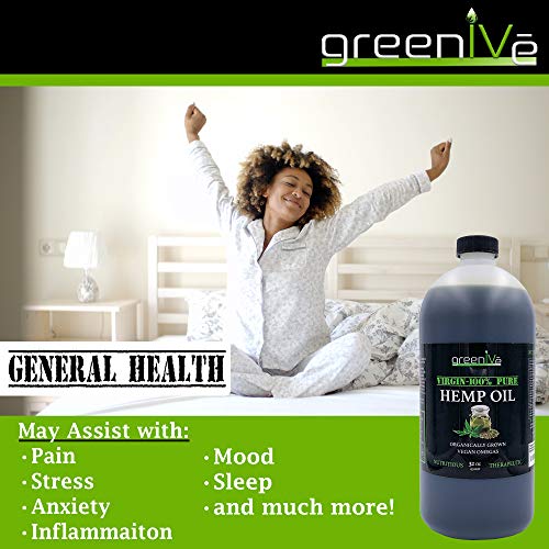 GreenIVe - Hemp Oil 910,000mg - Anti-Inflammatory - Vegan Omegas - Cold Pressed - Exclusively on Amazon (32 Ounce)