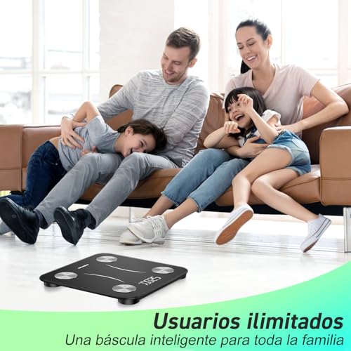 INSMART Bascula Baño, Bascula Grasa Corporal y muscular con pantalla LED,Bascula con app para Andriod e iOS,Bascula Inteligente controla 17 datos corporales,Balanza Peso Corporal peso máximo 180kg - imagen 7