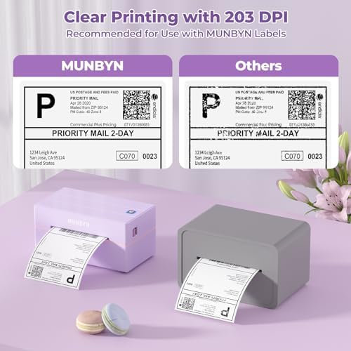MUNBYN 130B Bluetooth Thermal Label Printer+3x2 Inch White Thermal Labels+Label Holder for Rolls and Fanfold Labels image 4