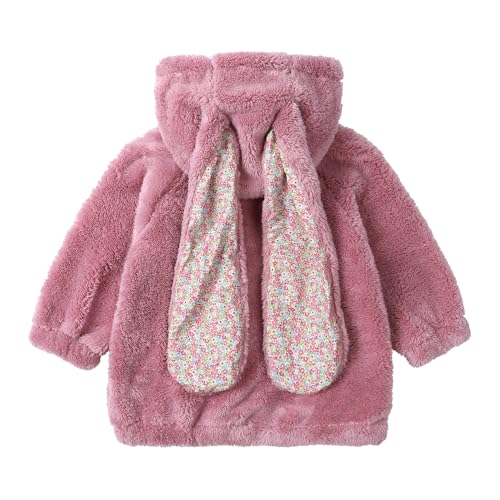 Kids Tales Girl Boy Fuzzy Rabbit Ear Coat Little Child Fleece Hooded Jacket Toddler Zip Up Winter Outwear Fluffy Warm Clothes2