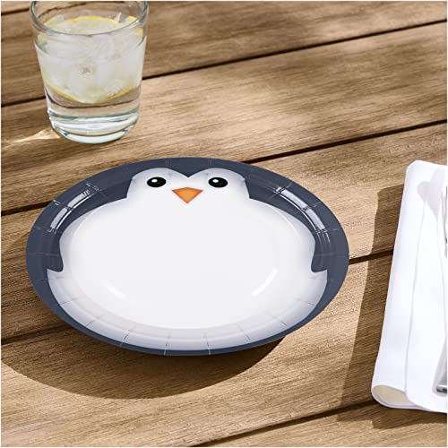 Disposable Round Paper Plates, Biodegradable Eco Friendly Material Picnic Birthday Party Dinnerware, 25 Counts, Penguin #TOP5