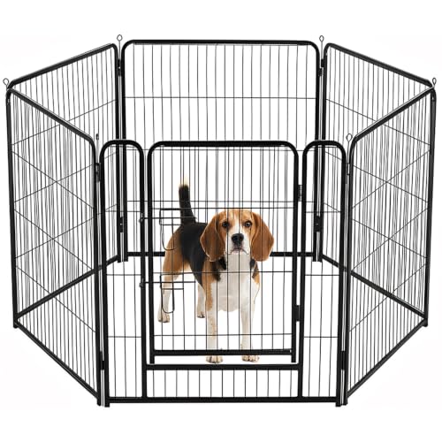 Image of DUMOS Dog Playpen 32 Inch 6 Panels Indoor Outdoor Metal Pet Fence