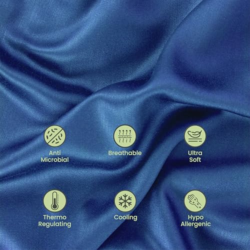 Image of Mush Bamboo Pillow Cover Set of 2 | 100% Bamboo Pillow Cover for Hair and Skin | Breathable, Silky Soft and Cooling Envelope Pillowcases for Hot Sleepers & Night Sweats | 17 inchx27 inch (Eclipse Navy, King)