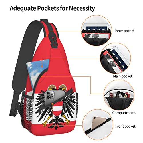 Mochila tipo bandolera con bandera austriaca negra unisex miniatura 5