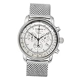 Quarzuhr, Quarzuhrwerk, Zeppelin Herrenarmbanduhr Special Edition 100 Jahre Zeppelin Chronograph Alarm 12-Stunden-Stoppfunktion Quarz weiß 7680M-1