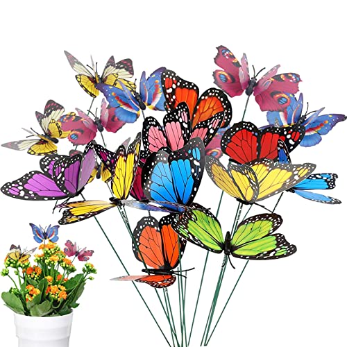 Lambo Jardin Papillon | 25 pièces d'art Jardin étanche avec piquets en métal | Pics Papillons extérieurs colorés, Ornements d'intérieur pour Parterre Fleurs, pelouse, Pot