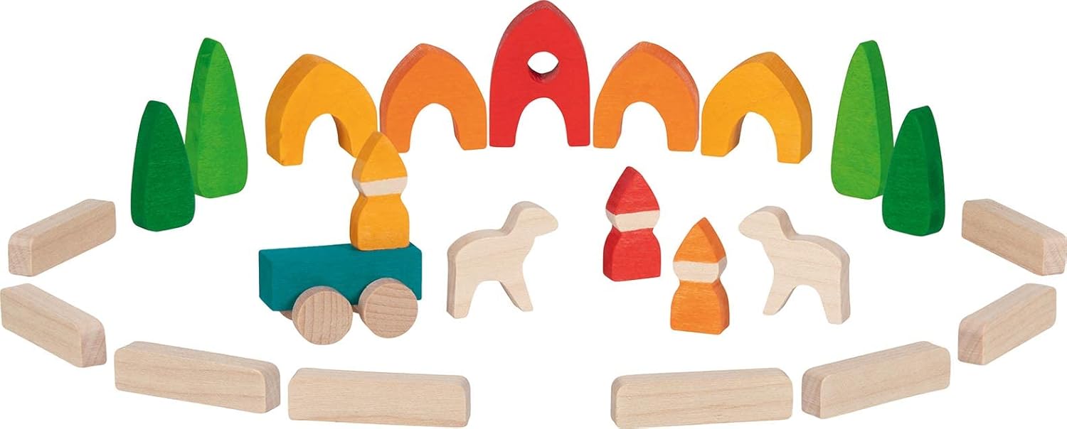 goki 58365 Building Blocks My Little Village Made Maple Wood Promotes Creativity and Fanatsy Harmonious Colour Design
