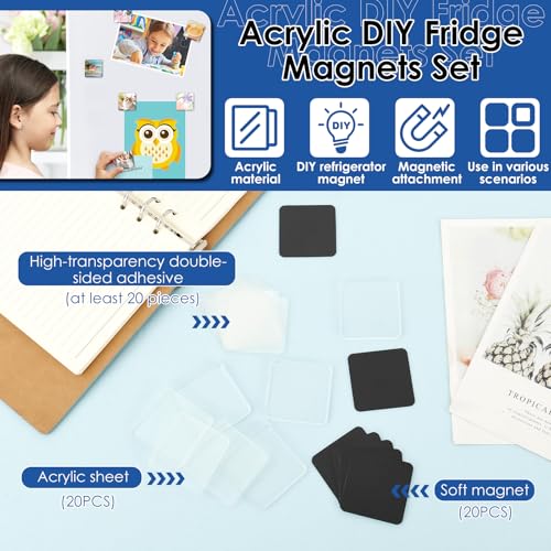 Set de 20 Imanes Acrílicos Cuadrados Transparentes para Refrigerador miniatura 3