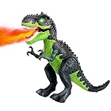 FiGoal Electric T-Rex Dinosaur Toy with Simulated Fire LED Light Up Water Spray and Roaring Sound Walking Tyrannosaurus Toy for Kids and Toddlers