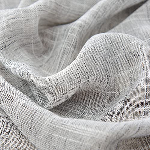 Image of Treatmentex Semi Sheer Curtains Grey Faux Linen Textured Curtain Panels for Small Windows 45 inch Long Light Filtering Burlap Look Country Rustic Window Drapes Rod Pocket 52 inch w 2 pcs