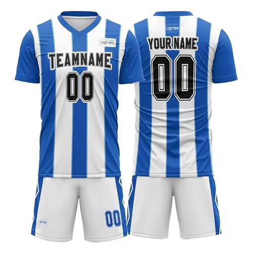 Camiseta de fútbol personalizada para campeonato de fútbol, uniforme de manga corta, cuello en V, ropa deportiva para exteriores, para hombres, niños y jóvenes, Color-21, Talla única