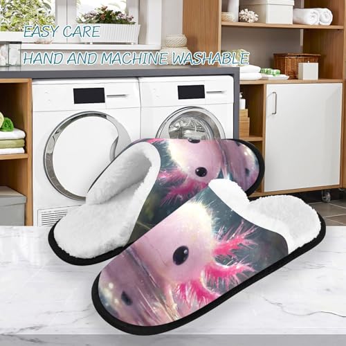 Axolotl Pink Cute Slippers For Women Men Soft Memory Foam Non-Slip Animal Winter Indoor House Shoes Travel Slipper3