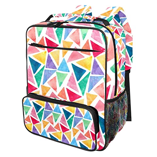 Sac à dos de livre coloré avec motif triangles pour filles et garçons