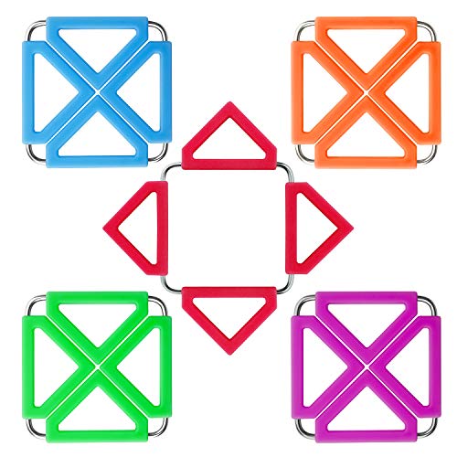 Sumdirect 5Pcs Silicone&Stainless Steel Expandable Hot Pot Holder, Trivet Mat, Hot Pads for Home Kitchen Heat Resistant, Non-Stick/Non-Slip Insulated for Table Pad, Bowl Mats Plate and Coasters