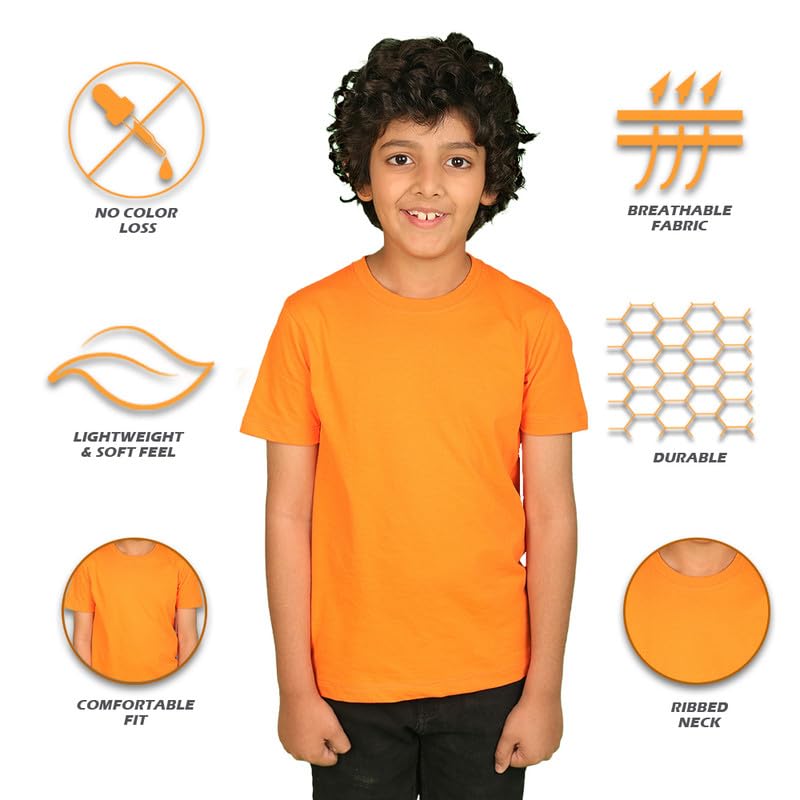 Image of Nusyl Boys Half Sleeves Solid T-Shirt for Kids | Soft Cotton Blend | Comfortable Regular Fit | Casual 2-16 Years | Multiple Colors & Pack Options
