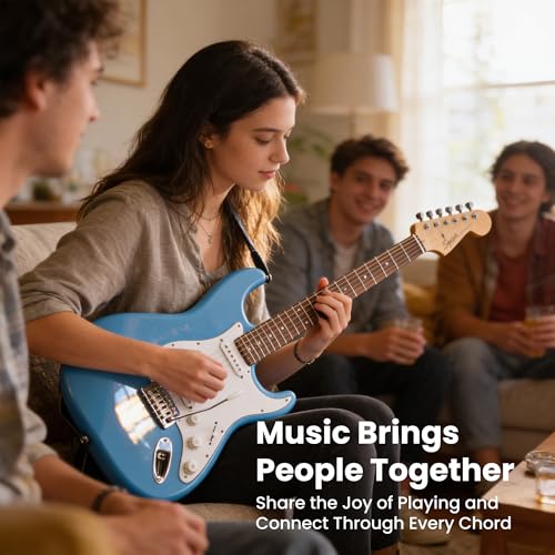 Image of Fender Squier Stratocaster - California Blue Bundle with Gig Bag, Tuner, Picks, and Austin Bazaar Instructional DVD