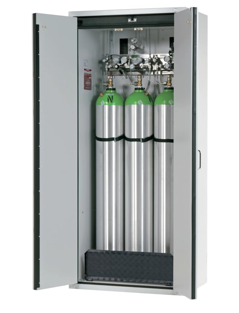 Armario para botellas de gas comprimido, resistente al fuego, para botellas de 3 x 50 l, RAL 7035, 900 x 615