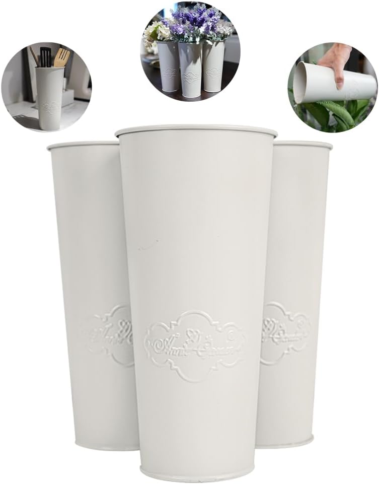 Annie Garden 3 Pcs, 9.2 Inch Tall Metal Flower Vases Home