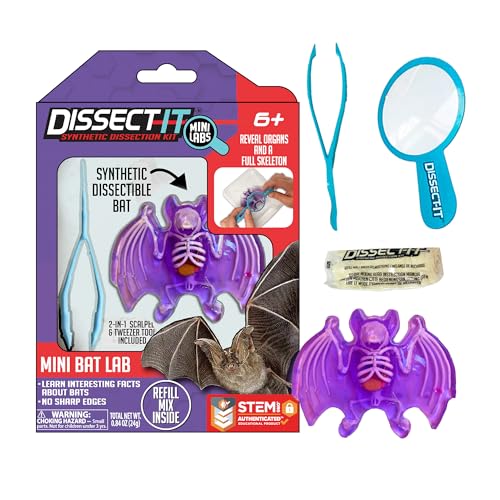 Image of Top Secret Toys Dissect-It Mini Labs Bat Lab Dissection Kit for Kids, Realistic Synthetic Kids Science Kit - On, Biology and Animal Anatomy, STEM Toy, Ages 6+
