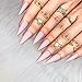 Morily 24pcs Fake Nails Matte Pure Color Medium Long Stiletto Almond Press on Nail False Tips Artificial Finger Manicure for Women and Girls (Nude)