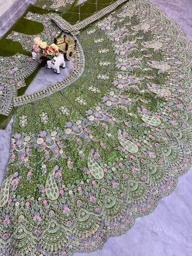 Image of Lehenga choli For Womens and Girls Soft Butterfly Net Lehenga Choli with Coding Sequins Work Dupatta | Semi Stitched Designer Ethnic Set