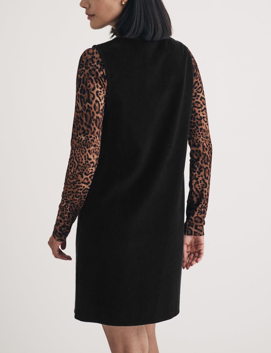 Women's Corduroy Overall Dress Button Down Sleeveless Fall Mini Pinafore Jumper Dress - Image 2