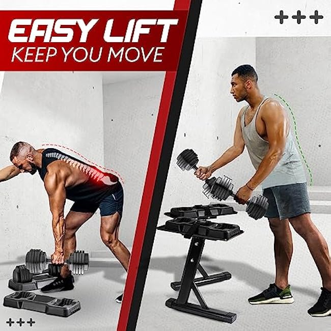 Yes4All Adjustable Dumbbell Stand - 160 Pound Capacity, Spotter Rack & Weight Rack with Strap, Easy Storage & Safety