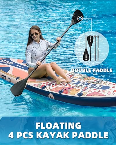 Image of 11'*33 inch /34 inch Inflatable Stand Up Paddle Board for Beginners,400 /420lbs Capacity, Anti-Slip EVA Deck, Includes Adjustable Paddle, Pump, Backpack & SUP Accessories for Surfing, Fishing, Yoga & More