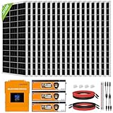 ECO-WORTHY 14KWH 3510W Solar Panel Complete System for Home Shed: 18pcs 195W Solar Panel + 1pc 5000W 48V Hybrid MPPT Solar Charge Inverter + 3pcs 48V 50AH Lithium Battery（7680WH）+ Z-Bracket