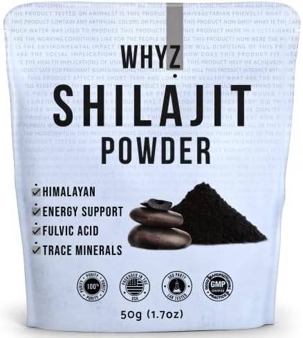 WHYZ Shilajit Powder, 50g(1.7 oz), Shilajit Pure Himalayan Mineral with Fulvic Acid Powder, Pure Shilajit and Fulvic Minerals Compound for Immune Support and Energy Supplement, 200 Servings