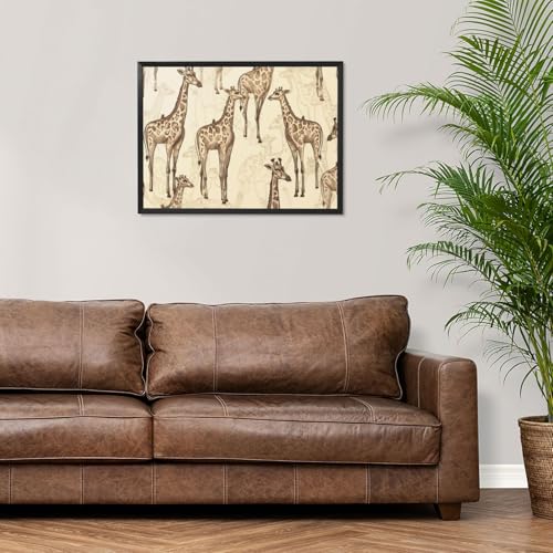 Peinture de girafe moderne sur toile encadrée décoration salon chambre