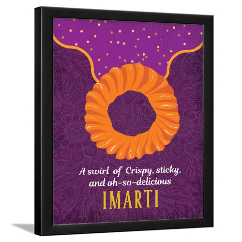 Image of Chaka Chaundh - Jalebi poster Imarti wall art frame - Sweets Mithai shop and confectionery store wall art framed quotes decor item - Restaurant cafe food Deserts poster frame decoration items - 14 X 11 inches
