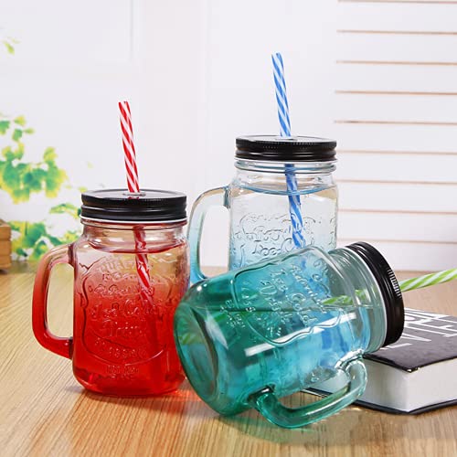 Tikwisdom Gradient color,mason jars,glass jars,canning lid,canning jars 4-piece glass drinking jar with lid and straw… - Image 3