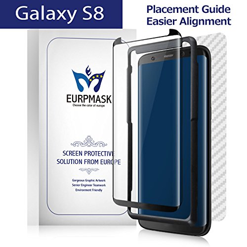 EURPMASK Compatible with Screen Protector Galaxy S8, Case Friendly Tempered Glass Application [Easy to Install][Bubble Free][Anti-Scratch] with A Free Back Cover