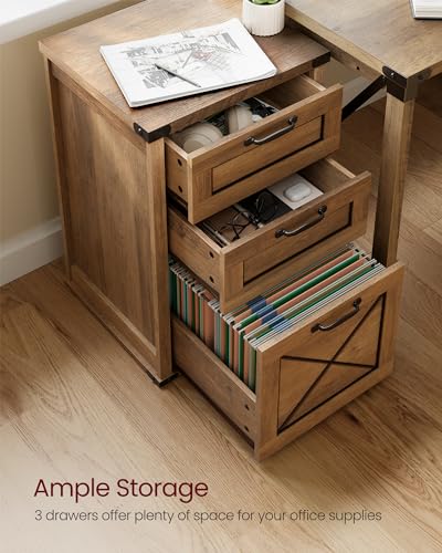image for VASAGLE File Cabinet, Filing Cabinet with 3 Drawers, Printer Stand, Fi