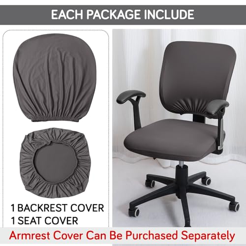 Image of HOKIPO Office Chair Cover for Task Chair - 140 GSM Stretchable Fabric - Anti-Slip & Washable - Fits Small Office Chairs Without Headrest, Graphite Grey (AR-6203-DGRY)