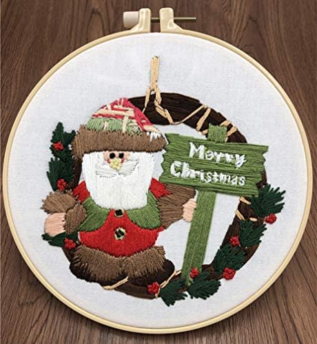 Abillyn Embroidery Starter Kit Santa Claus Stamped with Printed Pattern Cross Stitch Embroidery Kits (Santa Claus)
