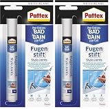 Sista Pattex Perfektes Bad Fugenstift, Fugenweiß zur einfachen und präzisen Anwendung, Marker mit hoher Deckkraft, Fugenstift in weiß tönt zementäre Fugen ein, 1 x 7ml (Packung mit 2)