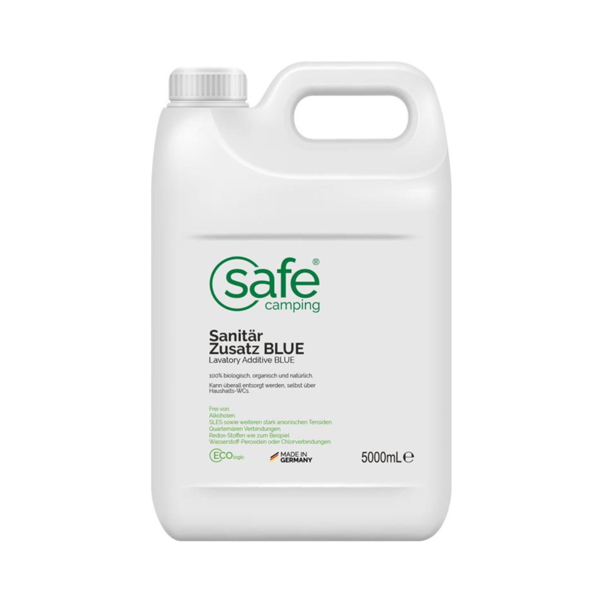 Sanitär-Zusatz Blue | Für Abwassertanks von Wohnmobil & Wohnwagen| 100% organisch & biologisch abbaubar | Ohne Chlor, Säuren & gefährliche Stoffe | Löst Fäkalien (5000mL)