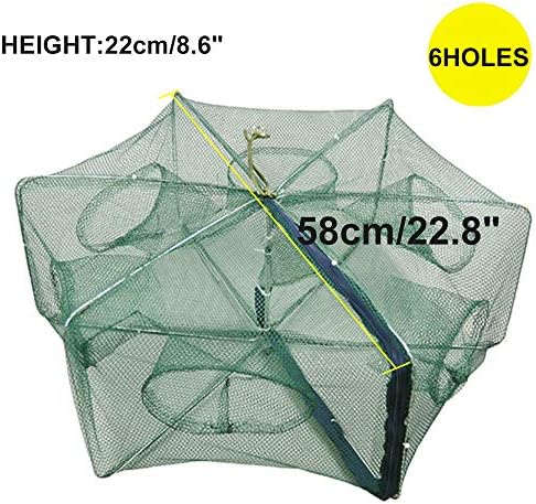 Folded Fishing Trap, 6/8-Hole Fishing Bait Trap Minnow Trap Crab Trap Minnow Net Crayfish Crawdad Shrimp Net Trap