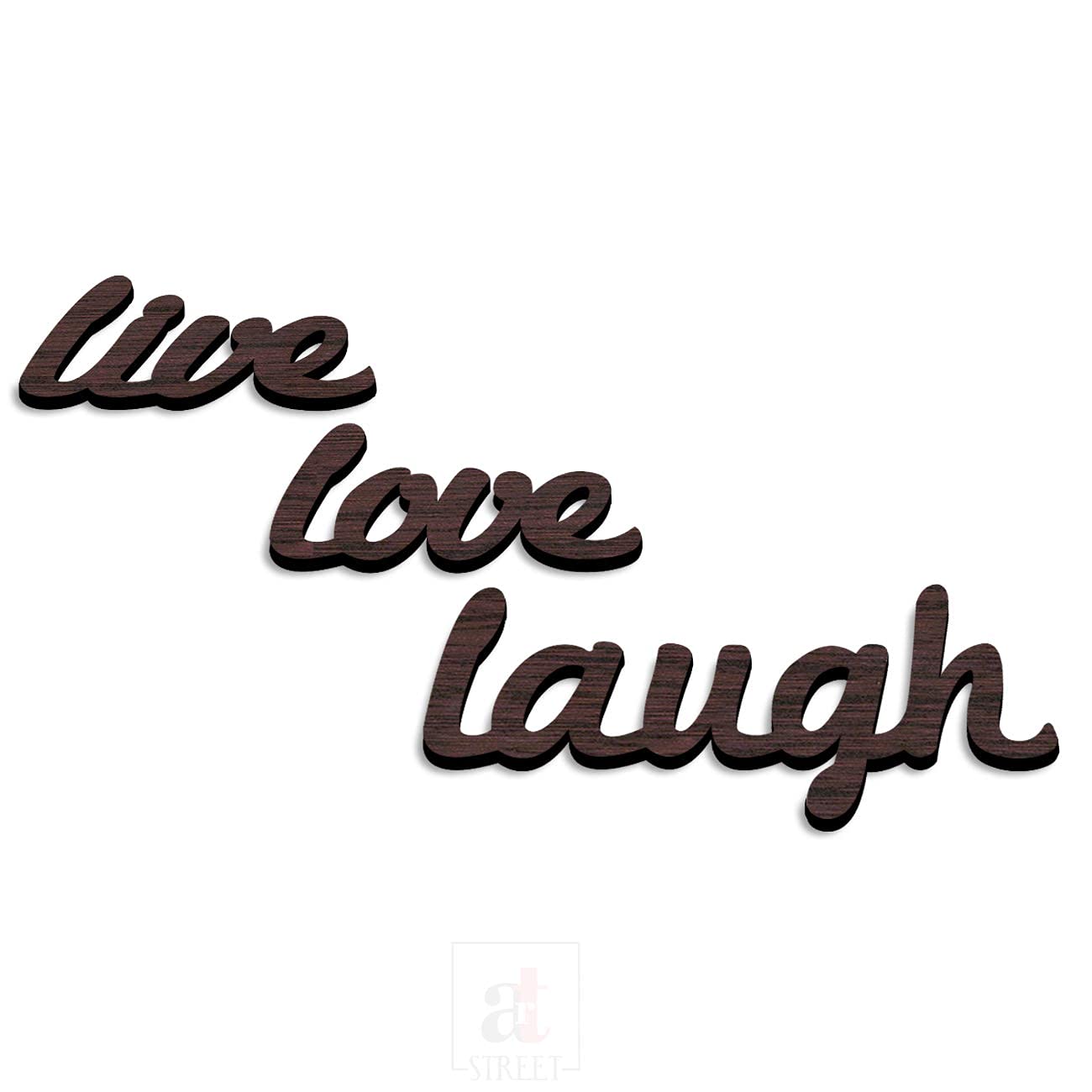 Art Street Engineered Wood Live Love Laugh Cutout Wall Art, Brown, Valentine's Day Gift (Brown, 5.7 x11.7 Inches) 3