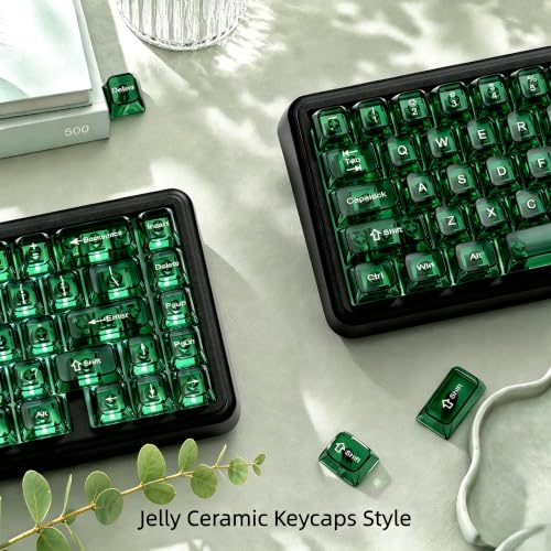 Image of dagaladoo Dark Green Clear keycap Set,Transparent keycaps 60 75 100 Percent,Crystal Jelly Keycaps,Shine Through Custom Key caps,MDA Profile Key Caps Keyboard for Mx Switches Mechanical Keyboard