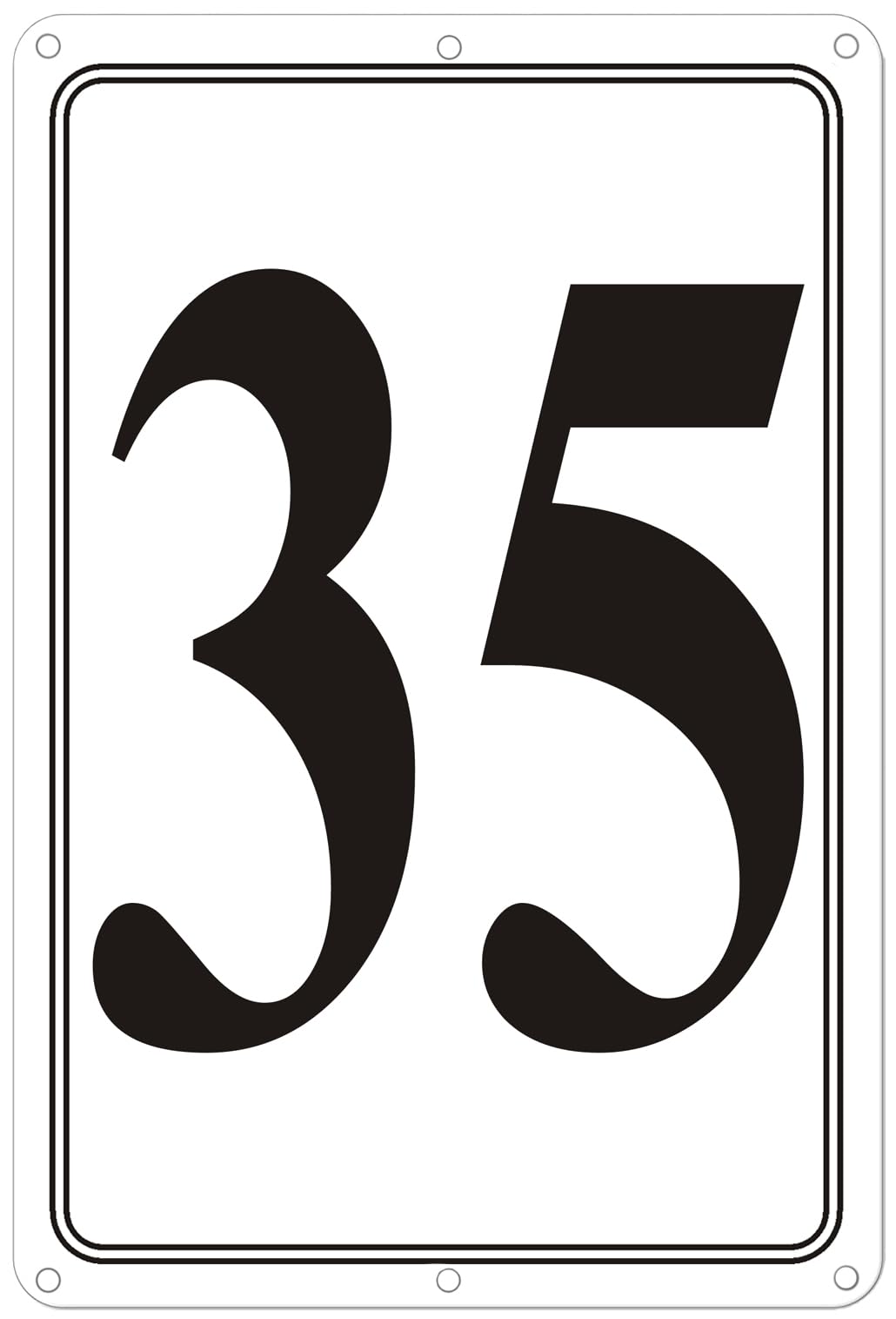i-CowFun Premium Aluminum Number Signs 35, Metal 12" X 8" Numbered Signs Outdoor for Parking Lots, Floor, Dock, Court, Aisle, Field, High Visibility,