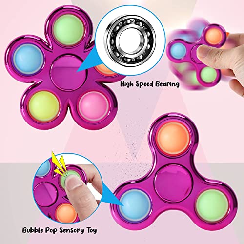 Figrol 3 Pack Pop Fidget Spinner, Push Pop Bubble Fidget Spinner, Simple Sensory Metal-Looking Plastic Hand Spinner - Stress Reduction And Anxiety Relief For Children #TOP1