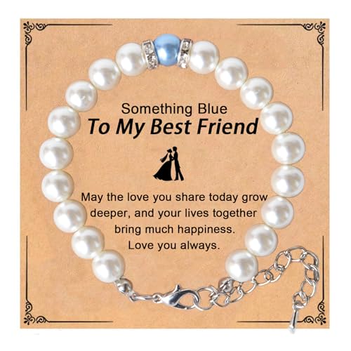 Something Blue Gift for Bride to Be Bride Pearl Beaded Bracelet Bachelorette Party Decorations Bridal Shower Favor Wedding Accessory